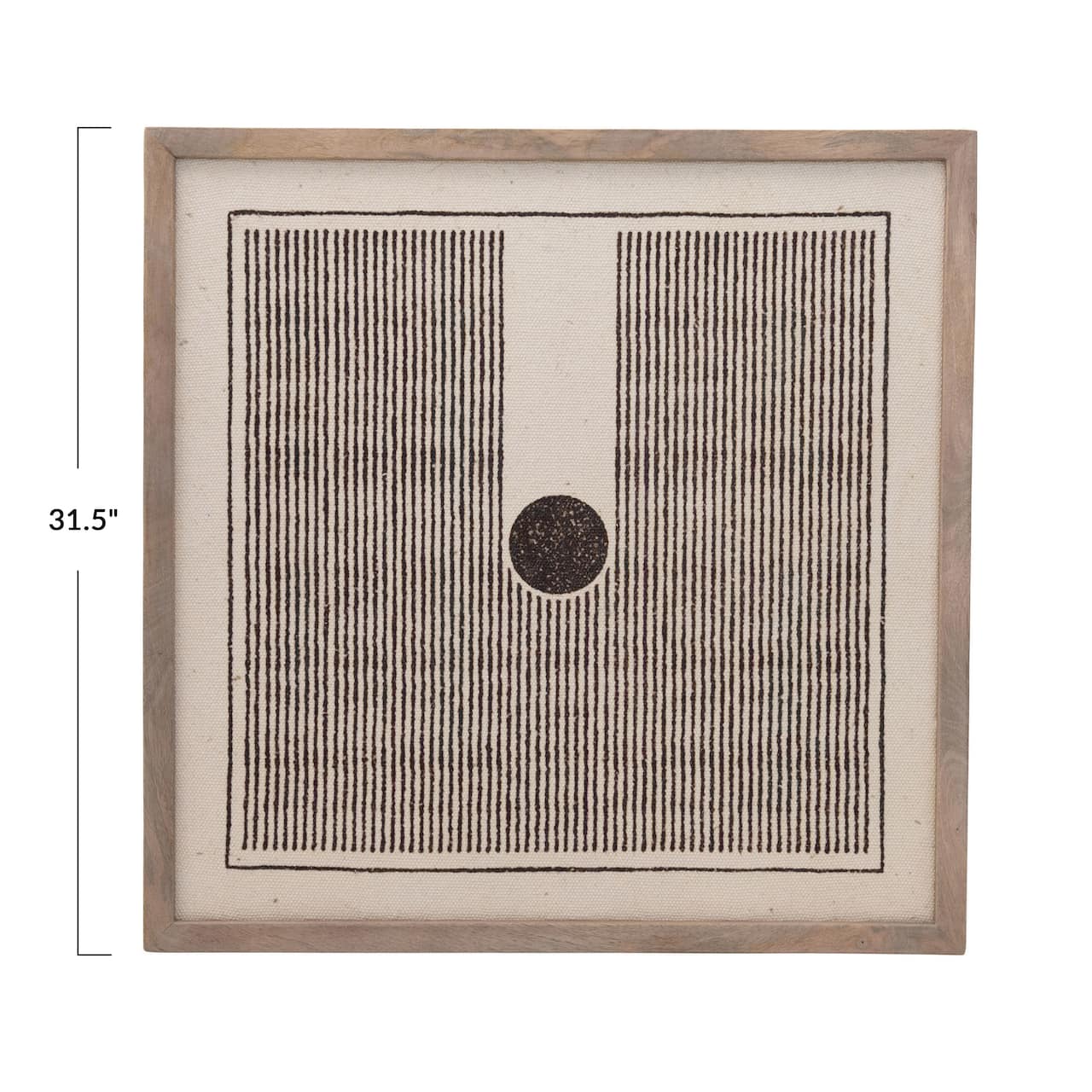 Hello Honey® 31.5" Black and Cream Mango Wood Framed Printed Dhurrie Wall Décor